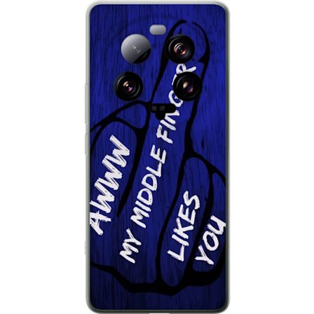 Kompatibelt Mobildeksel til Xiaomi 13 Ultra Mørk typografisk illustrasjon med hjerteform og budskap om vennskap mot dyp blå tretekstur