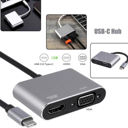 Usb 3.1 Typ C Till Vga Multiport Adapter Usb C Till Hdmi 4k Uhd