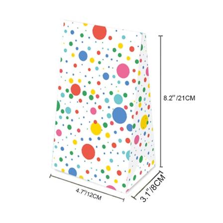 Middels størrelse - 21x12x8cm - Mønster: Prikker i flere farger på Kraft-papir