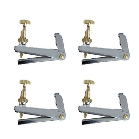 4 stk. Violinjusterere Stemmeskruer Metall Violin Finjusteringsstrengjuster Tuning Sølv For 3/4-4/4 Fioliner Strenger Tilbehør