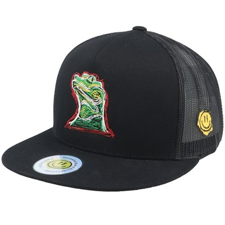 Lucid Smile - Svart snapback Caps - Colorful Lizard Black A-frame Trucker @ Hatstore