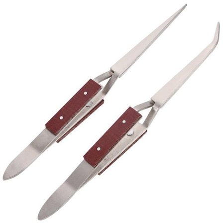 2 stk rustfritt stål selvlukkende krysslåspincett lodding håndverk reparasjon håndverktøy