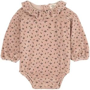 My Little Cozmo Printed Velour Romper Soft Pink - All in ones - 9 months - Pink
