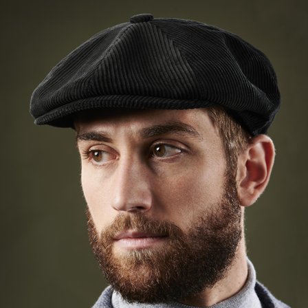 Spicchi Zwarte Fluwelen Fido Platte pet voor mannen - Platte petten