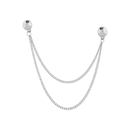 Łańcuszek do kołnierzyka ze spinkami w srebrnym tonie dla mężczyzn - Szpilki do kołnierza / agrafki
