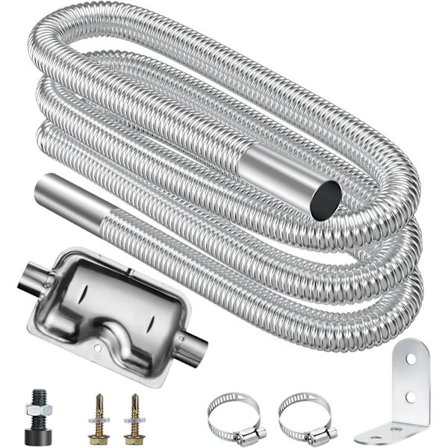 Eksosrør med lyddemper, 300 cm 25 mm bærbar fleksibel eksosrør i rustfritt stål med 2 rustfrie stålklemmer, for dieselvarmer til bil