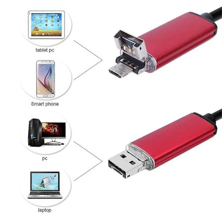 2-in-1 USB-endoskooppi 5,5 mm tarkastuskameralla Androidille, 6 LED-valoa