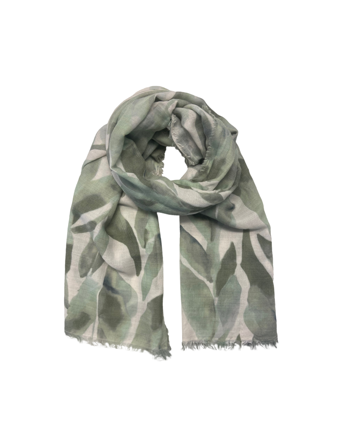 MATCH - Skjerf med blomster - Intex - Str. ONESIZE - Dame - Tilbehør - Grønn - 52% polyester, 36% ull, og 12% viscose