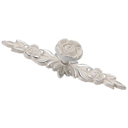 Vintage Euro Rose Skapknotter Utsøkte 3D Sink Legering Blomst Skuff Trekk for Kjøkken Soverom Baderom Blad Elfenben Sølv Trim M