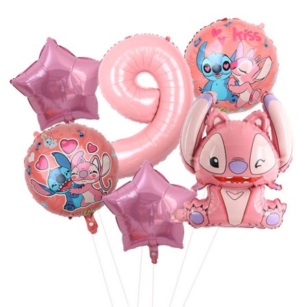 6 kpl Lilo & Stitch -juhlapallot 30" Numero Ilmapallot Set Baby Shower Syntymäpäiväjuhlat Koristeet Lasten Lelut Lahjat Tarvikkeet Pinkki