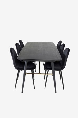 Venture Home - Spisegruppe Gärdet inkl. 6 stk spisestoler Penally - Svart - Spisegruppe 6 personer - Fra Homeroom