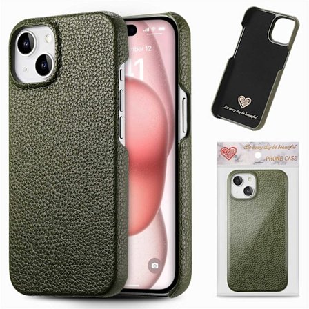 Skal för iPhone 16 Plus Midnattsgrön klassisk Enkel exklusiv Nisch Pebbled halv-kant