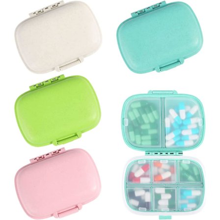 4 stk. Liten Pilleboks Vanntett Kompakt Medisinbeholder Reise Pilleboks