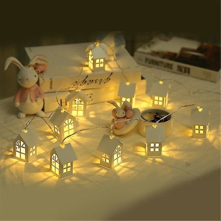 Wabjtam med husformad lampa, rumsljus, korridorinredning, litet nattljus (varmvit) jul