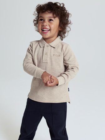 Polarn O. Pyret Långärmad pikétröja - 116 - barnkläder - beige
