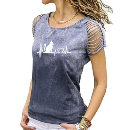 Kortärmad T-shirt Dam Med Rund Hals