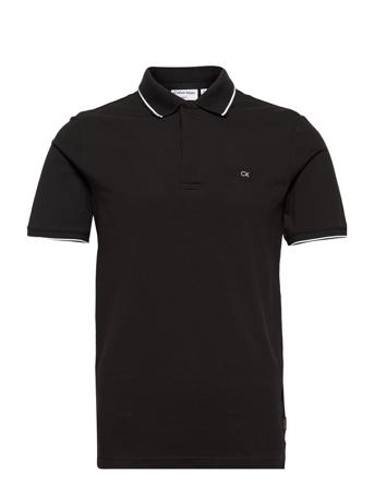 Stretch Pique Tipping Slim Polo Polos Short-sleeved Musta Calvin Klein