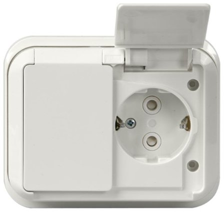 ABB Jussi 302EUG Vägguttag 2-vägs, infälld, IP44, Strömbrytare & vägguttag