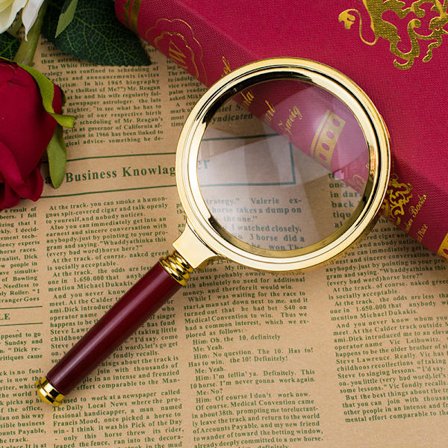 Lupebriller med forstørrelsesglas 8x med palisanderhåndtag til læsning, insekter og hobby