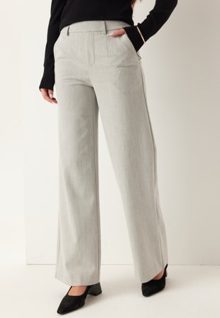 Object Collectors Item - Objlisa MW Wide Pant - Light Grey Melange - Kläder - - Bubbleroom