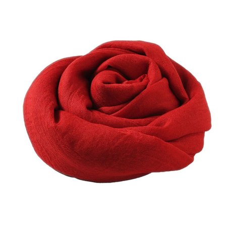 Bomullslin-skjerf, bred lin-kappe, enkelt skjerf, klar rød