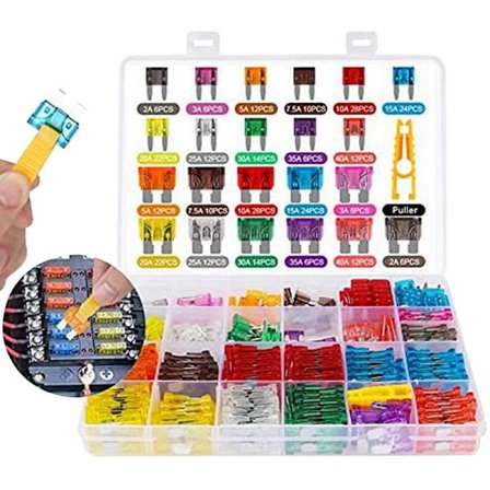 300 stk. Mini tyverisikre bil sikring sokkel sikring splitter sikring sett (2A/3A/5A/7.5A/10A/15A/20A/25A/30A/35A/40A) med sikringstrekker