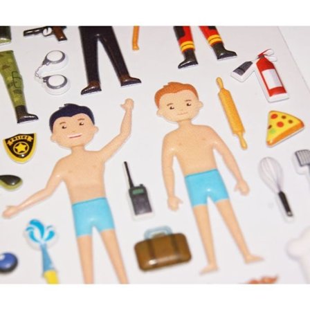 Återanvändbara klistermärken - 3D-relief - Upptäckt av yrken i uniform