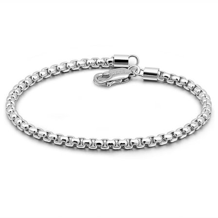 925 Sterlinghopeasta valmistettu pyöreä laatikkoketju, naisten koriste, 20 cm