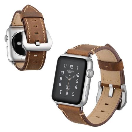 Crazy Horse Apple Watch Series 5 40mm klockarmband i äkta läder - Brun Brun