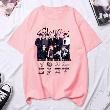 Stray Kids Trykte Dame-T-skjorter Menn Oversized Casual Korte Ermer T-skjorte Harajuku Unisex Tees Topper Klær L3272-PINK L3272-PINK XL L3272-PINK