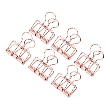 6 stk. Dokumenter Organiseret Rose Guld Retro Udhullet Metal Klips Papirklips til Kontor Skole