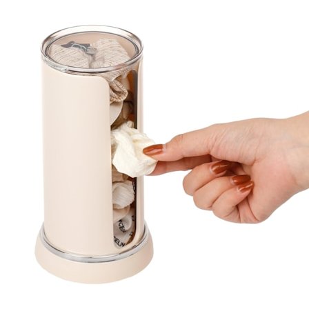 Bærbar scrunchie-holder i plast, dobbel design hårstrikk tilbehørstativ, klare baderomsglass for scrunchie, hårtilbehør, rund bomullspute