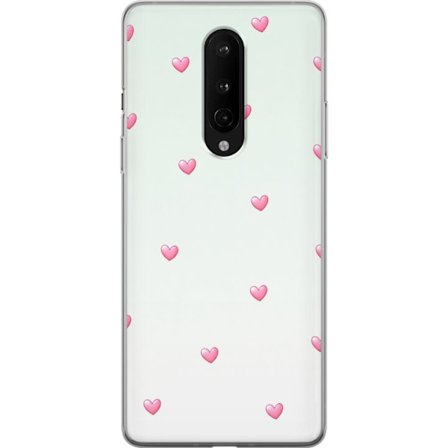 Yhteensopiva Puhelinkuori OnePlus OnePlus 8 Minimalistinen kuvio vaaleanpunaisilla sydämillä vaalealla taustalla, suloinen ja yksinkertainen muotoil