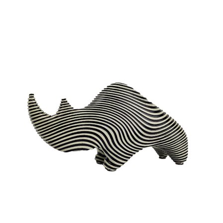 Sarvikuono-koriste, mustavalkoraita, polyresiini 24 cm