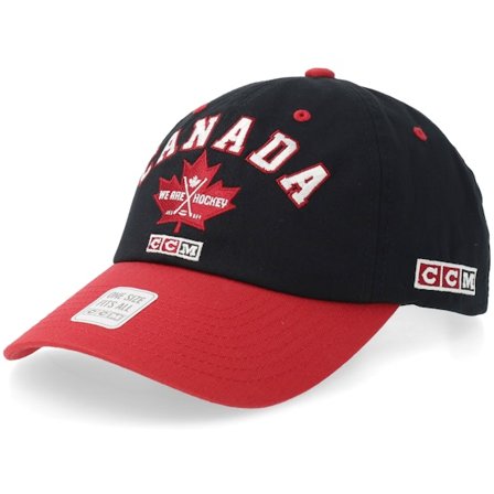 CCM - Zwart unconstructed Cap - Canada Flag Team Baseball Black/Red Dad Cap @ Hatstore