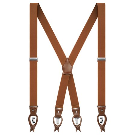 Vexel | Breite Braune verstellbare X-Rücken Hosenträger für Männer - Hosenträger mit Clips