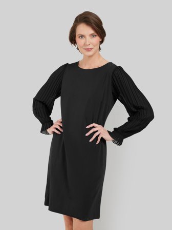 BRANDTEX - Kjole - Sort - Plisseret Ærmer