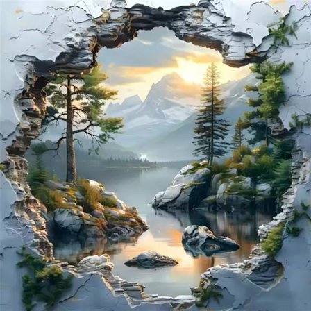 Diamant Broderi Bjerg 5D Diamant Maleri Træ Fuld Rund Bore Mosaik Landskab Natur DIY Hjemmeindretning