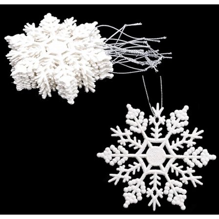 Sæt med 12 (hvide) - Ophængsdekorationer med 10 cm snefnug - Ch