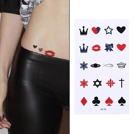 Body Crown Läppar Hjärta Not Henna Tatuering Klistermärken Vattentät Temporär Tatuering Klistermärke Flash Tatuering Falska Tatueringar För Kvinnor 