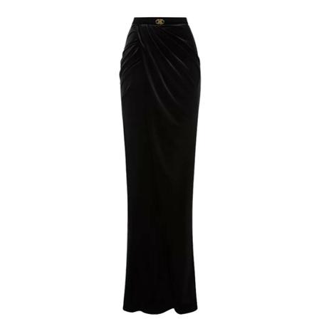 Elisabetta Franchi, Crossed Long Skirt With Drape Zwart, Dames, Maat:S