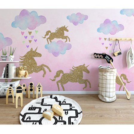 Betagende Dansende Enhjørning Tapet Regnbue Coloroll M1423