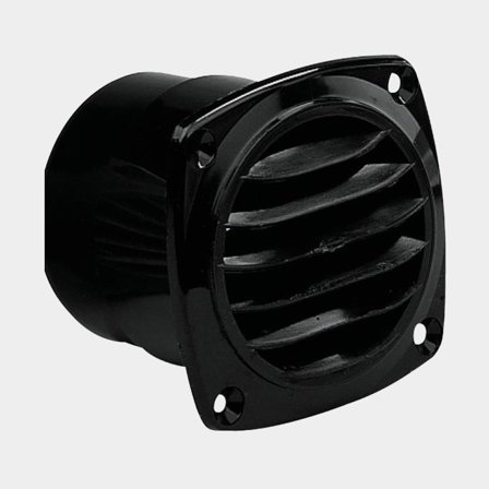 Ventilgaller svart plast 82x82mm för slang Ø 65-70mm