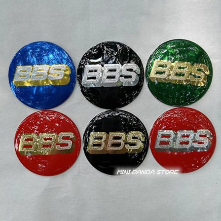 4 stk 65mm/56mm hjulsenterklistremerker for Bbs hjulkappe senteremblem klistremerke blå/gull