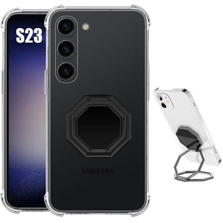 Coque - BOOLING - för Samsung Galaxy S23 - Transparent silikon - Stötdämpande - Justerbart stöd