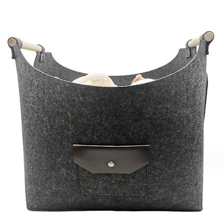 Eldstad vedkorg Stor filtkorg Eldstad vedkorg med trähandtag Kompatibel med ved shoppingtidningar -ES