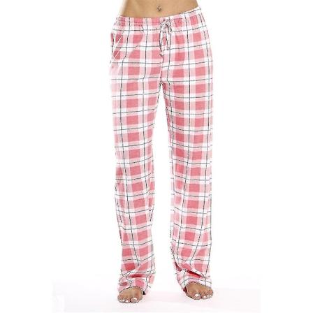 Pyjamasbukser for kvinner med lommer, myke flanellrutete pyjamasbukser for kvinner CNR rosa pink M