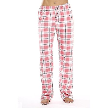 Dame Plaid Flanellbukser med Lommer Myke Plaid Pyjamasbukser for Kvinner CNMR Rosa-WELLNGS Rosa