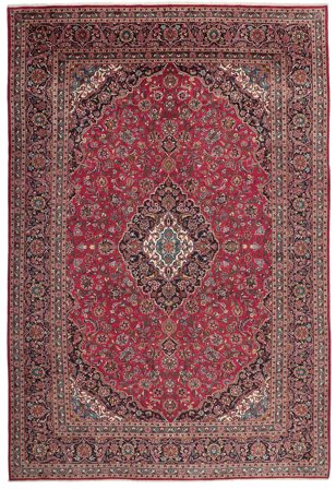 Hand Knotted Persian Keshan Rug 317X464 Dark Red/Black