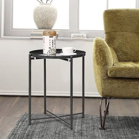 Pyöreä sivupöytä jauhemaalattua metallia 44cm - Svart